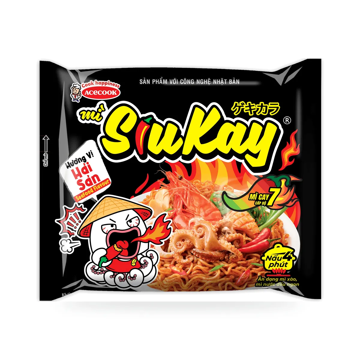 Mì Nấu Siêu Cay SiuKay Acecook Hương Vị Hải Sản Gói 128g