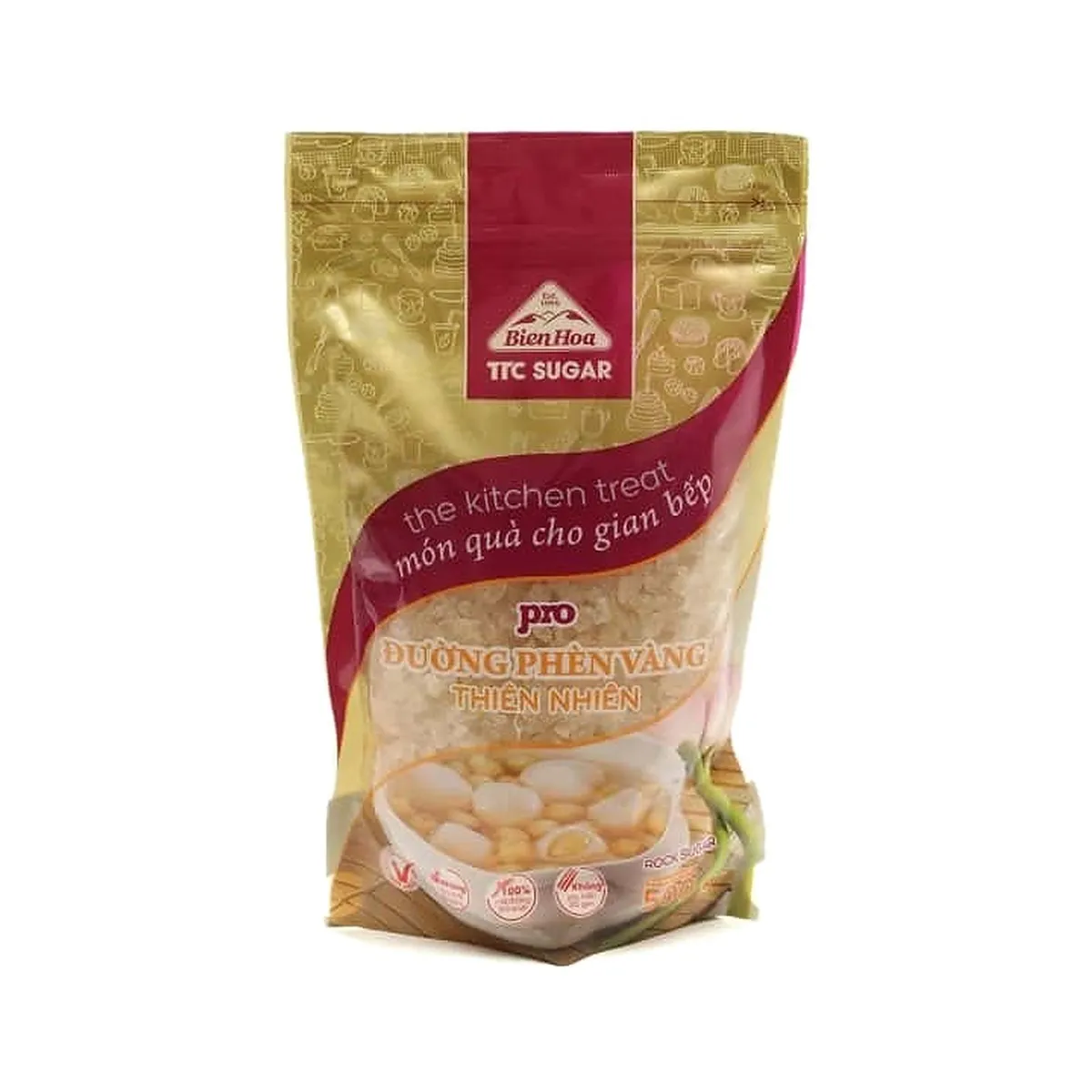 Đường Phèn Biên Hòa Pro Vàng Thiên Nhiên Túi Zip 500g