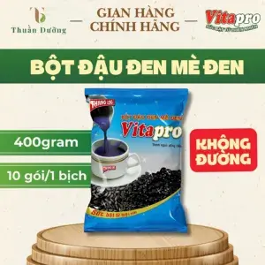 Bột Đậu Đen Mè Đen Vitapro - Không Đường - 400Gram - 1 Bịch 10 Gói - Chính Hãng