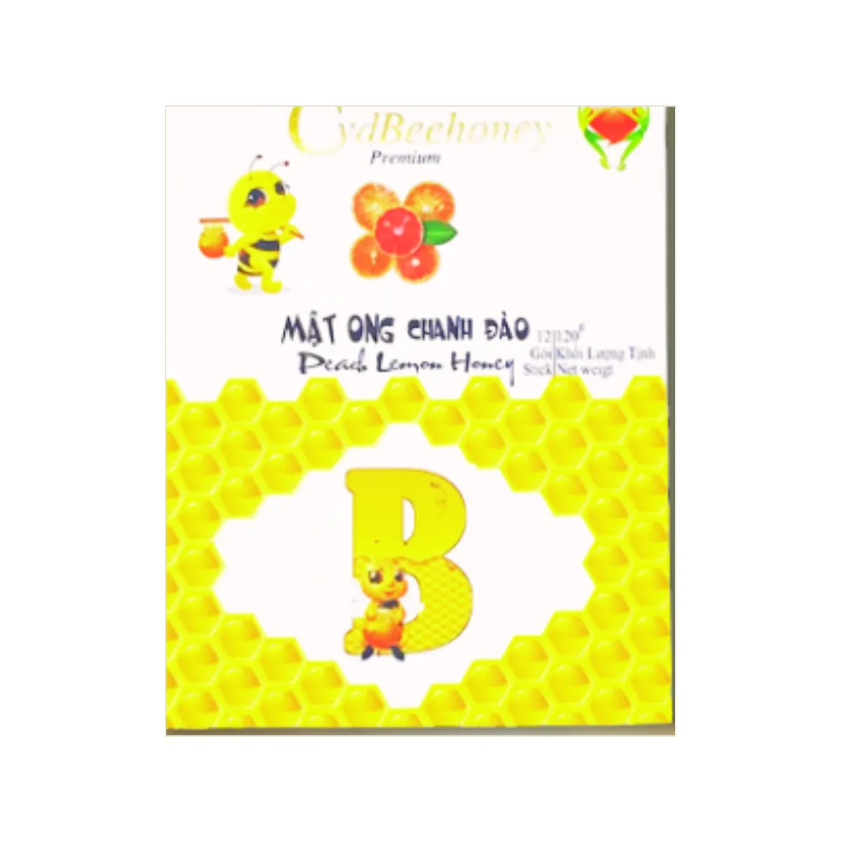 Hộp Mật Ong Chanh Đào Tự Nhiên Dạng Gói Sticks CVD Beehoney 120g (12 Gói x 10g)