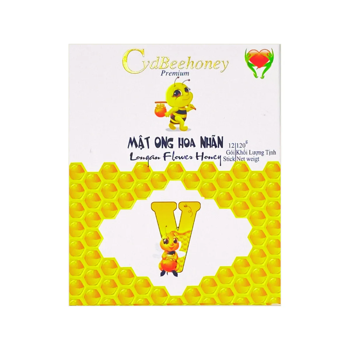 Hộp Mật Ong Hoa Nhãn Nguyên Chất Dạng Gói Sticks CVD Beehoney 120g (12 Gói x 10g)