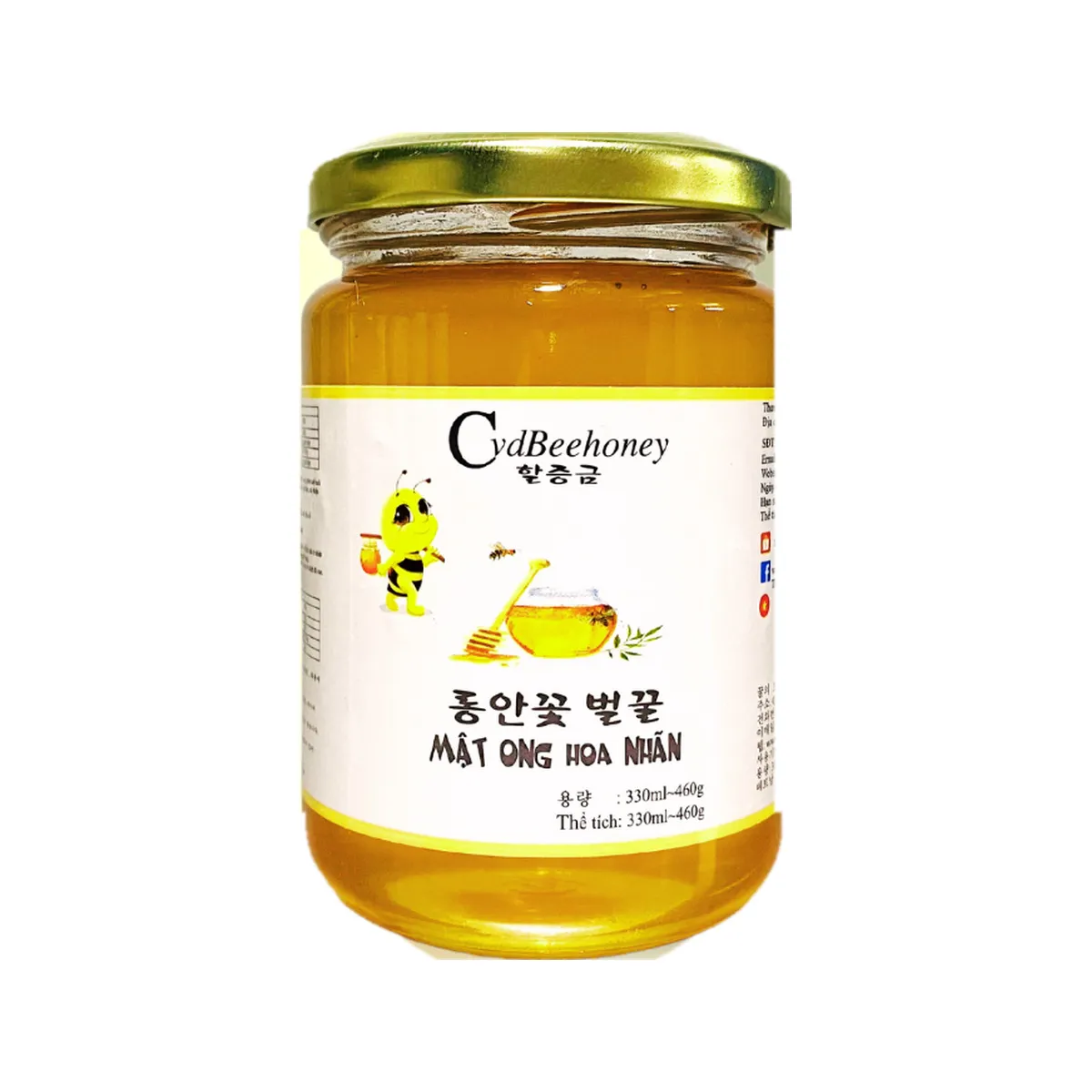 Mật Ong Hoa Nhãn Nguyên Chất Cao Cấp CVD Beehoney Hũ Thủy Tinh 330ml (460g)