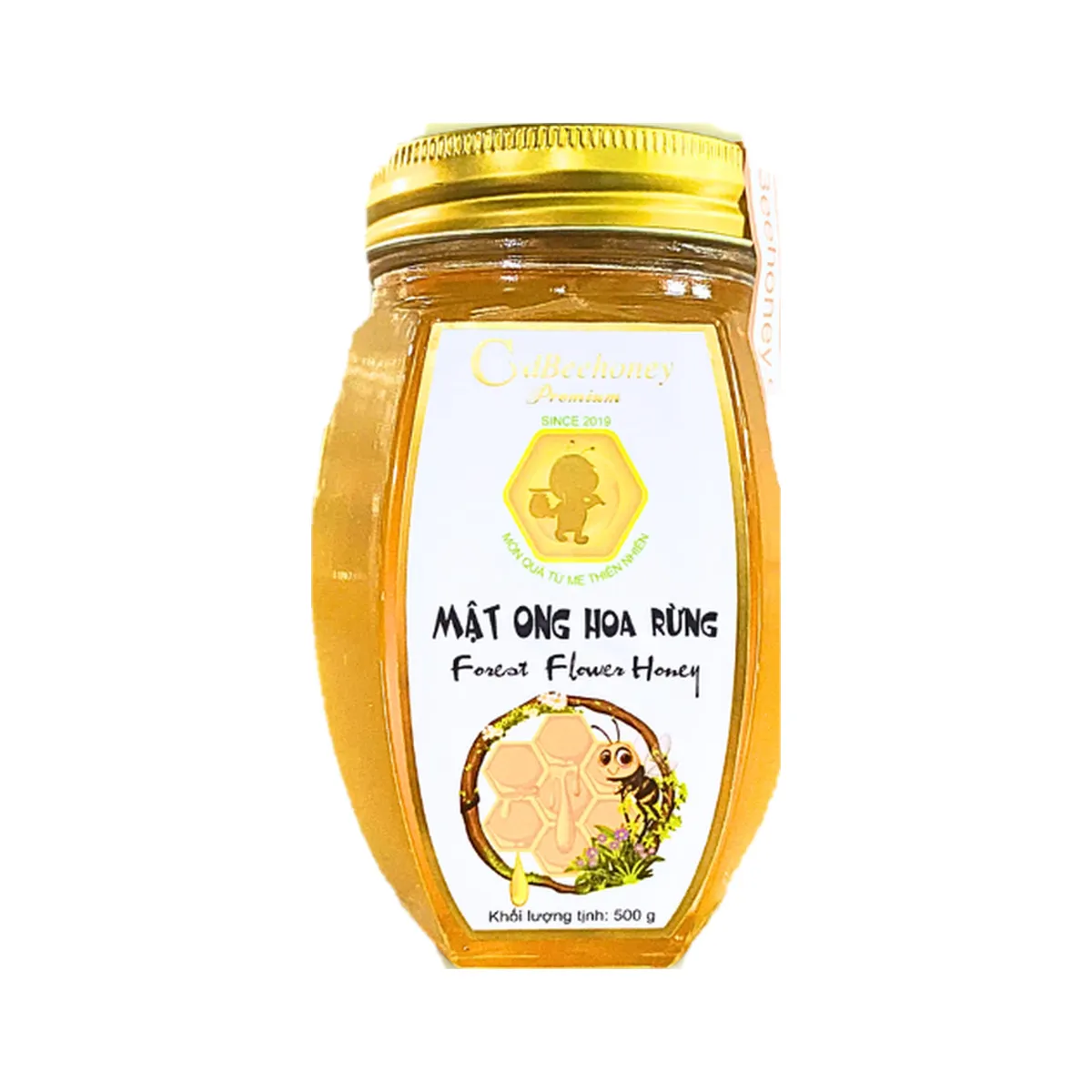 Mật Ong Hoa Rừng Cao Cấp CVD Beehoney Hũ Thủy Tinh Lục Giác 500g