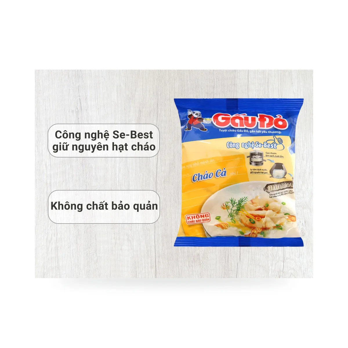 Cháo Ăn Liền Gấu Đỏ Vị Cá Lóc Gói 50g