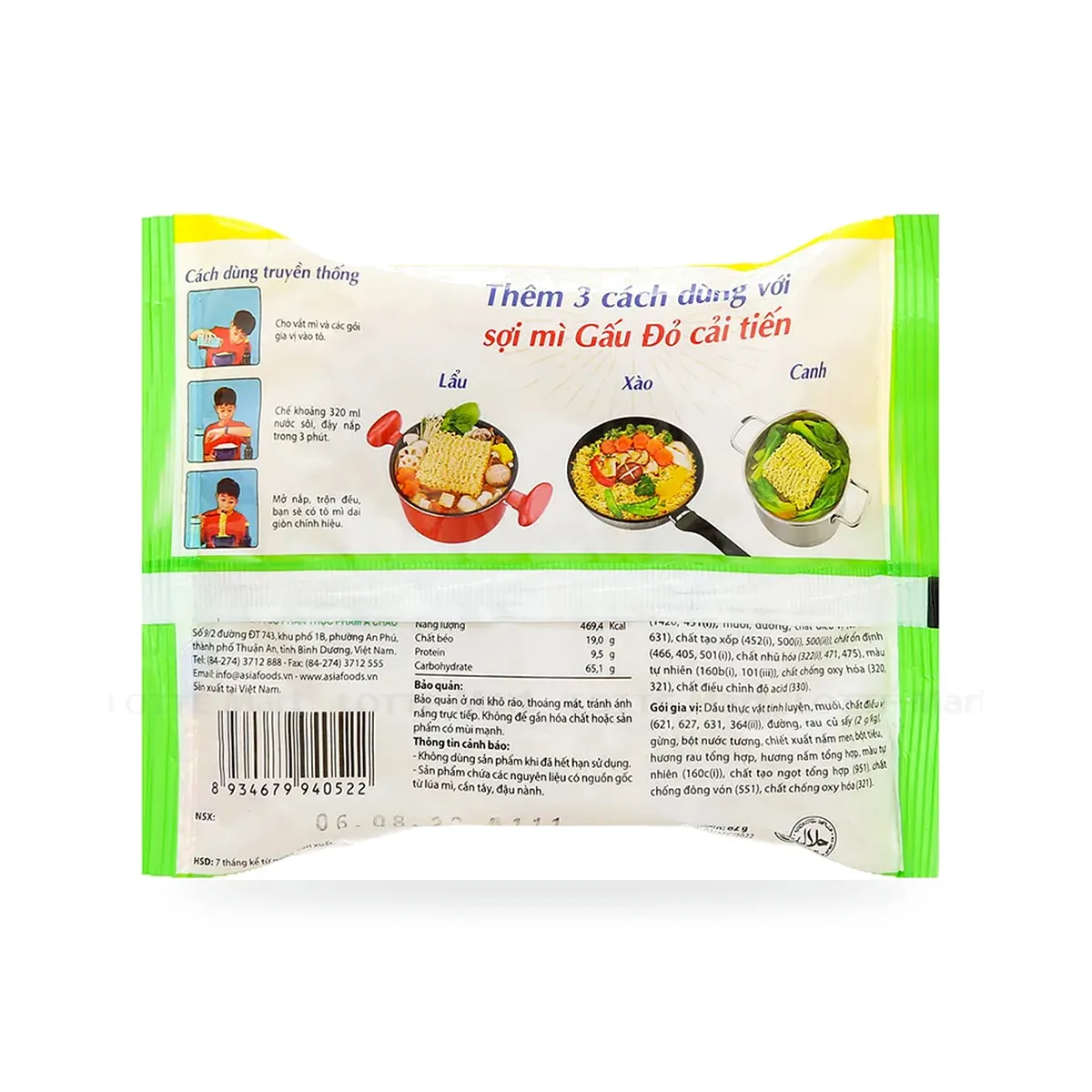 Mì Chay Gấu Đỏ Hương Vị Rau Nấm Gói 63g