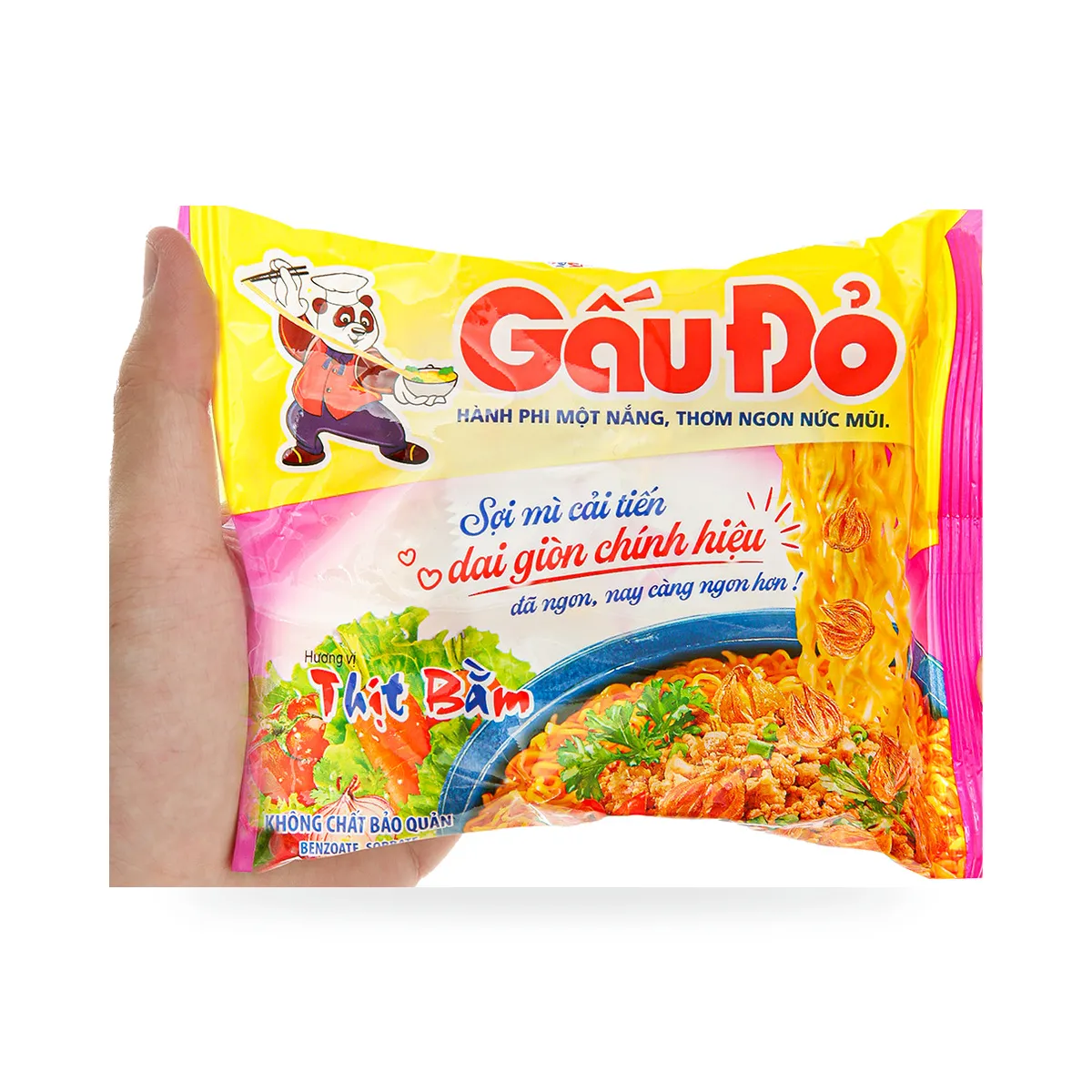 Mì Ăn Liền Gấu Đỏ Hương Vị Thịt Bằm Hành Phi Gói 63g