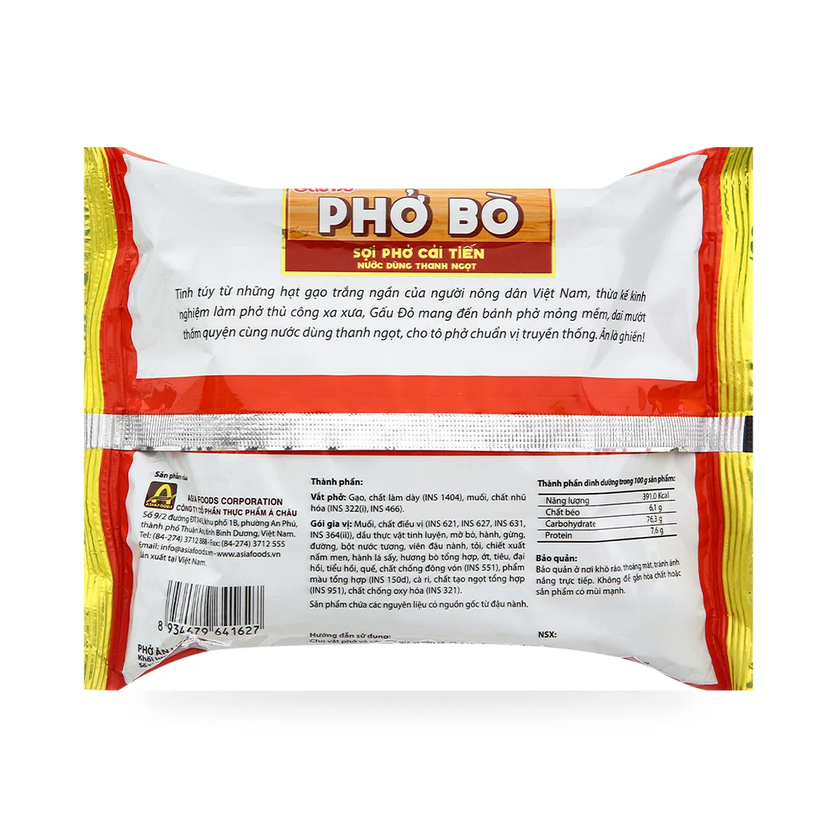 Phở Ăn Liền Gấu Đỏ Hương Vị Phở Bò Gói 65g
