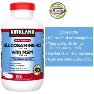 Glucosamine HCL 1500mg & MSM 1500mg Kirkland của Mỹ 375v