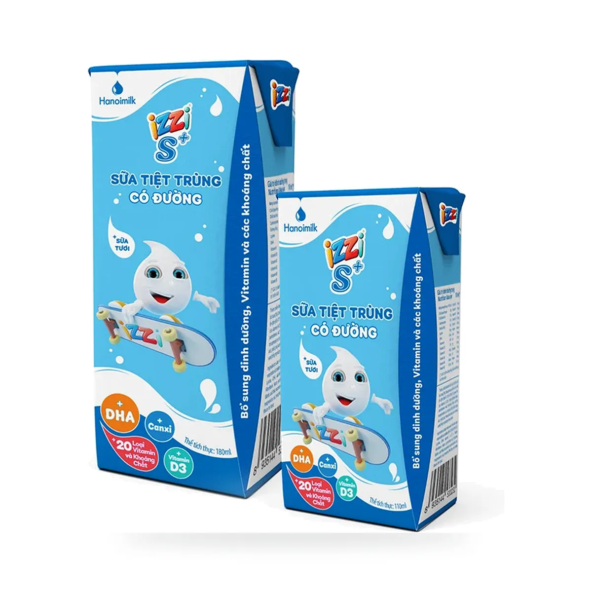 Sữa Tiệt Trùng Có Đường Hanoimilk IZZI S+ Hộp 110ml