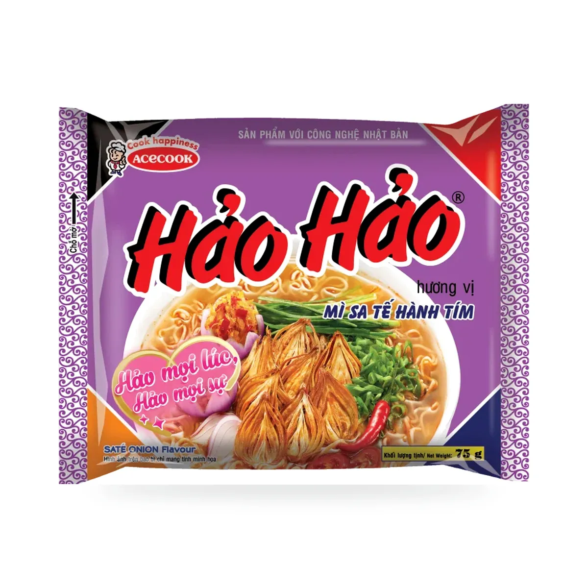 Mì Ăn Liền Hảo Hảo Hương Vị Sa Tế Hành Tím Gói 75g