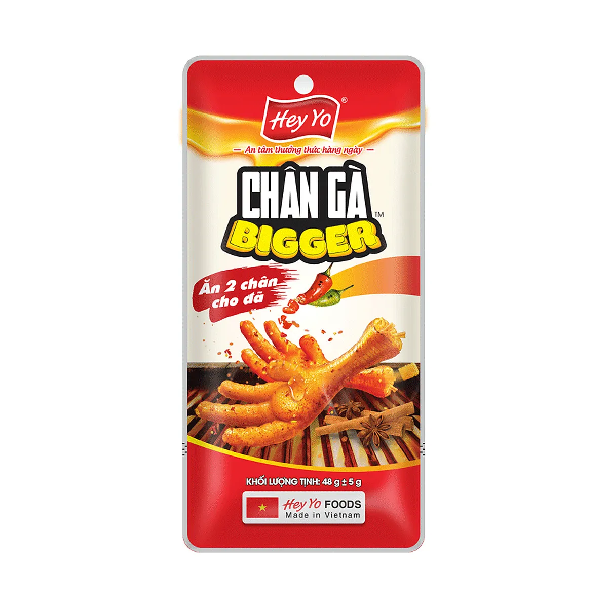 Chân Gà Ăn Liền Bigger 2 Chân Hey Yo Foods Vị Ngọt Bách Thảo Gói 48g