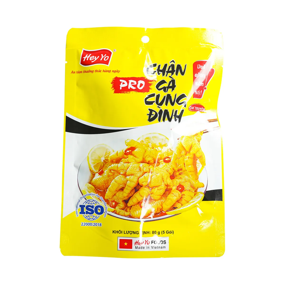 Chân Gà Rút Xương Cung Đình Pro Hey Yo Foods Túi 80g (5 Gói Nhỏ)
