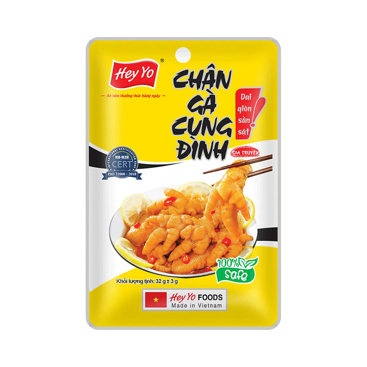 Chân Gà Ăn Liền Rút Xương Cung Đình Hey Yo Foods Gói 32g
