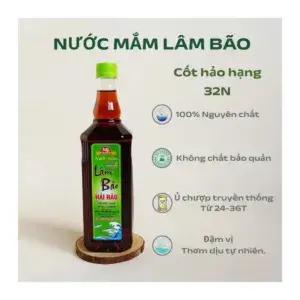 Nước Mắm Cốt Cá Tuyển Chọn Lâm Bão Nút Xanh 32 Độ Đạm Chai 1 Lít