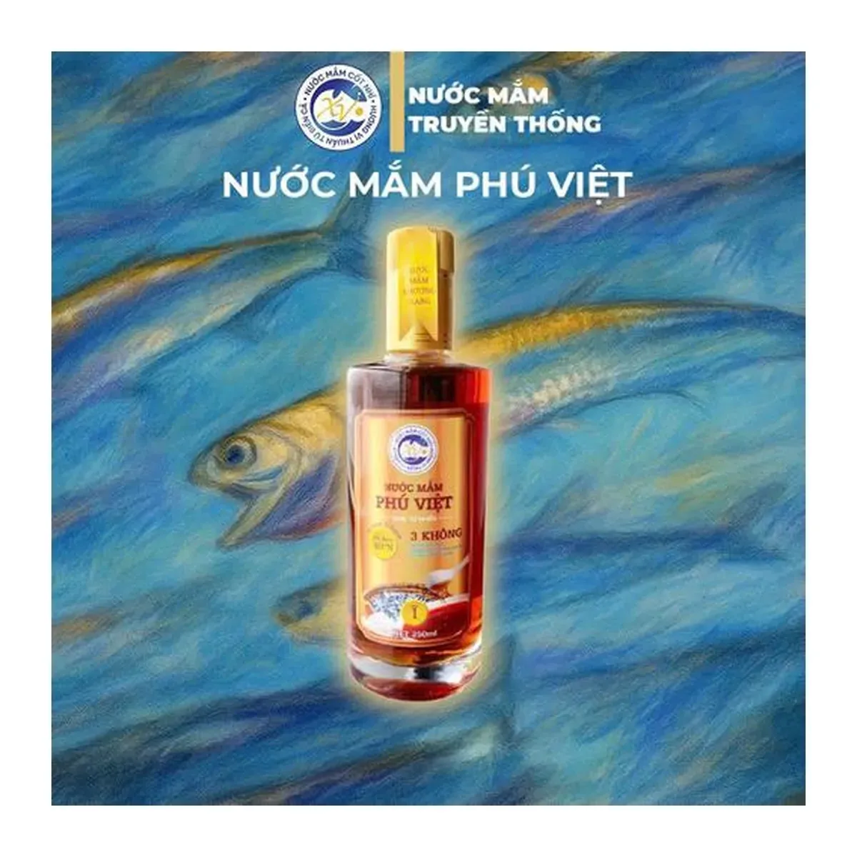 Phu Viet Traditional Fish Sauce 40N Grade 1 250ml Bottle Nước Mắm Truyền Thống Phú Việt 40 Độ Đạm Loại 1 Chai 250ml