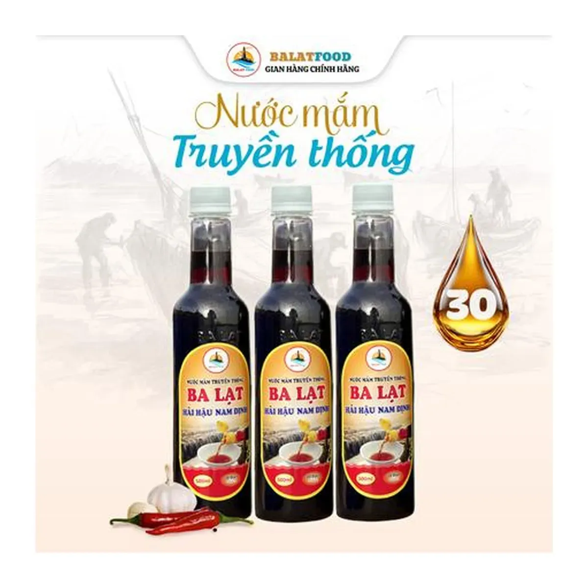 Ba Lat Hai Hau Traditional Anchovy Fish Sauce 500ml Bottle Nước Mắm Ngon Truyền Thống Ba Lạt Hải Hậu Chai 500ml