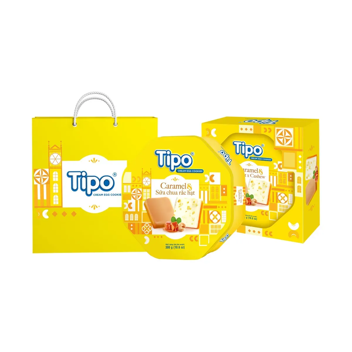 Tipo Premium Roasted Egg Cake Huu Nghi Tet Tin Box 360g Bánh Trứng Nướng Tipo Hữu Nghị Hộp Thiếc Cao Cấp Tết 360g