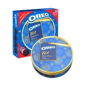 Bánh Quy Socola Kem Vani Oreo Kinh Đô Hộp Thiếc Tết 303.6g