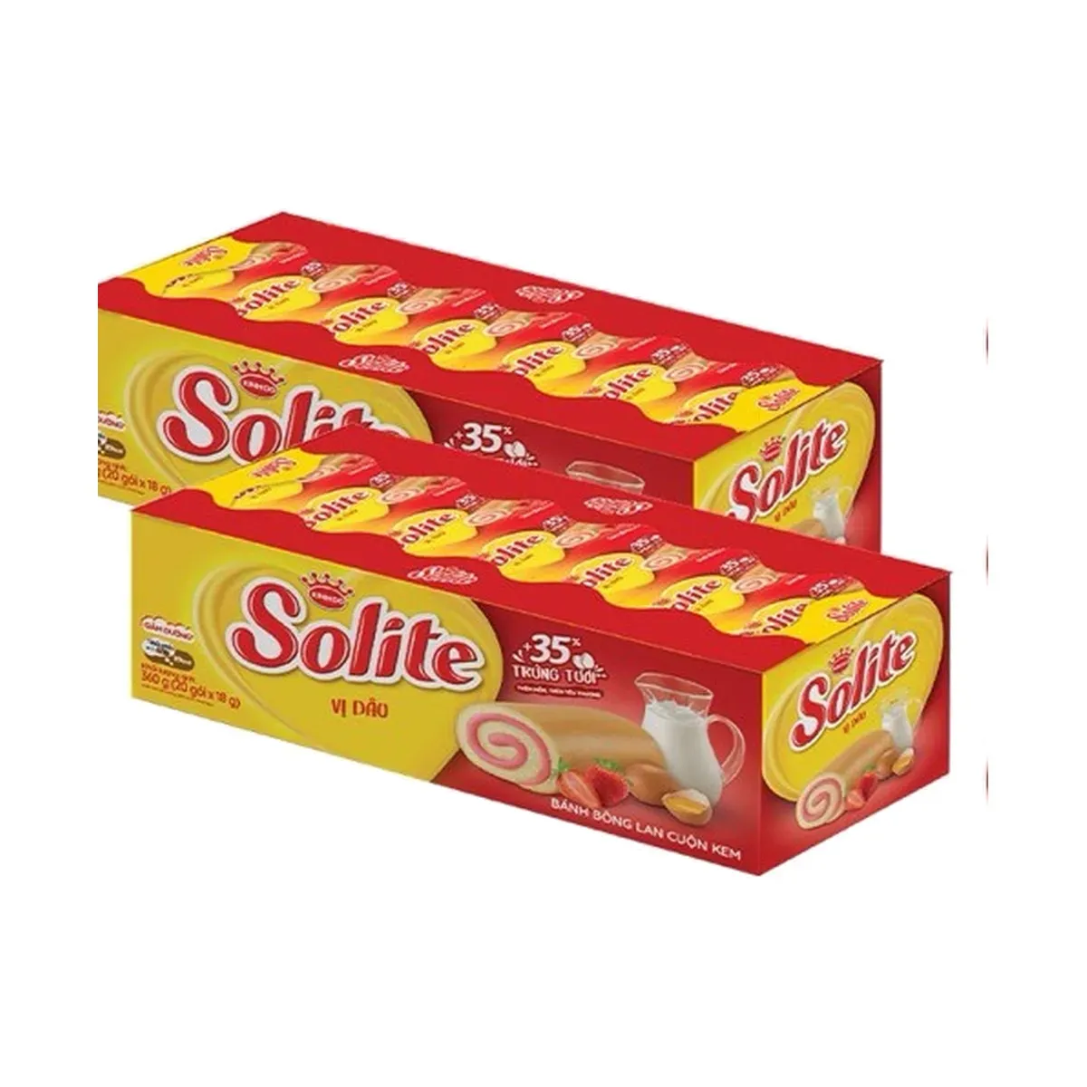 Solite Butter Milk Cream Swiss Roll Sponge Cake Kinh Do Tet Gift Box 360g Bánh Bông Lan Cuộn Kem Bơ Sữa Solite Kinh Đô Hộp Quà Tết 360g