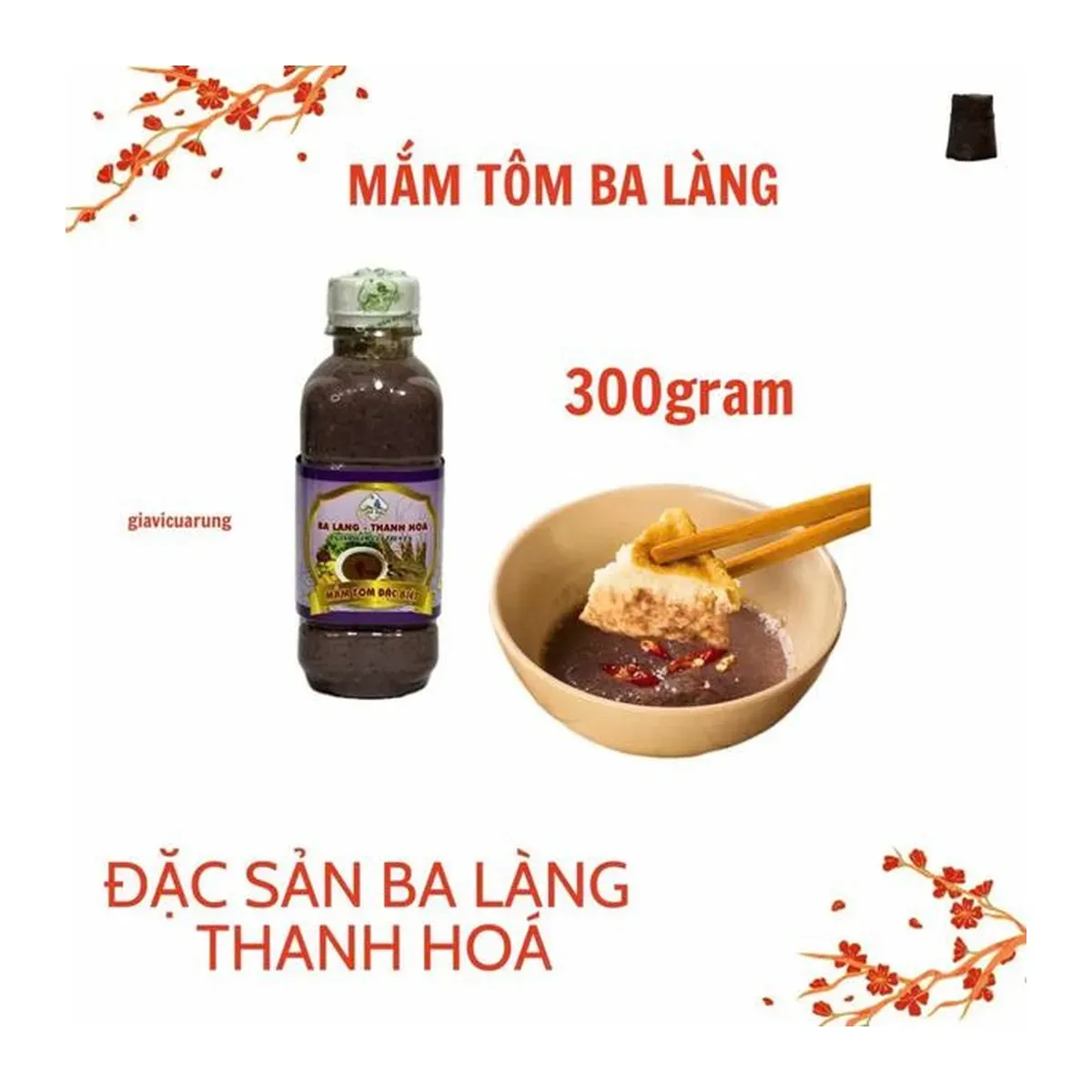 Ba Lang Thanh Hoa Traditional Fermented Krill Paste (Mam Tom) 300g Bottle Mắm Tôm Truyền Thống Ba Làng Thanh Hóa Chai 300g