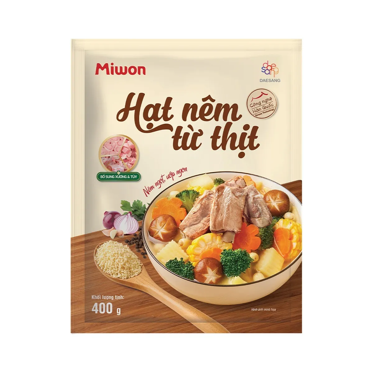 Hạt Nêm Từ Thịt Miwon Bổ Sung Kẽm Gói 400g