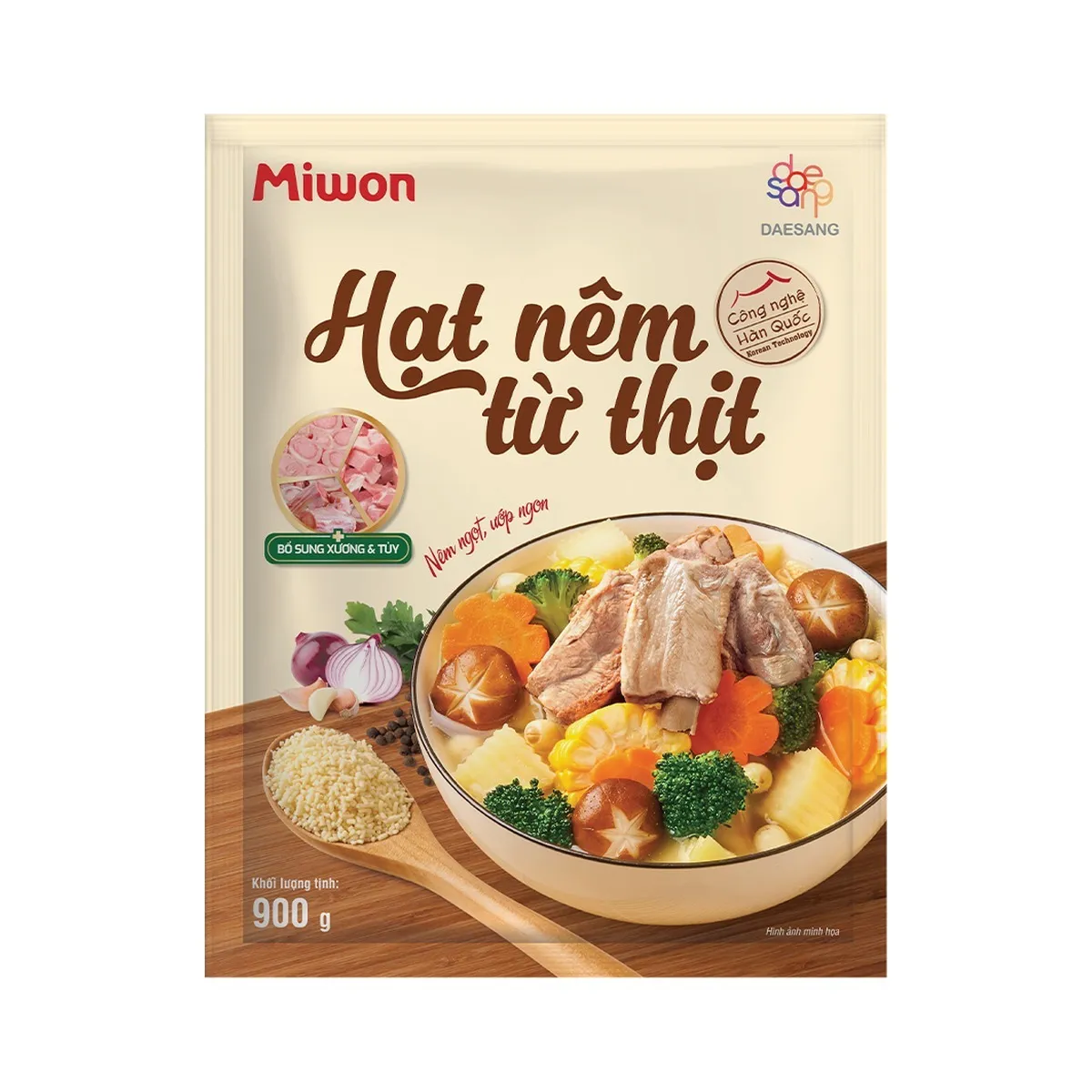 Hạt Nêm Từ Thịt Miwon Bổ Sung Kẽm Gói 900g