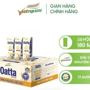 Thùng 36 hộp sữa yến mạch nguyên chất 100% ít đường Việt Ngũ Cốc Oatta 180ml