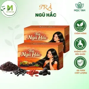 Trà Ngũ Hắc Premium- Mè Đen, Đậu Đen, Gạo Lứt Đen, Dâu Tằm, Hắc Kỉ Tử giúp bổ thận thanh lọc cơ thể, đẹp da, dưỡng tóc và làm đen tóc giúp tóc chắc khỏe ( Hộp 20 gói x 5gr)