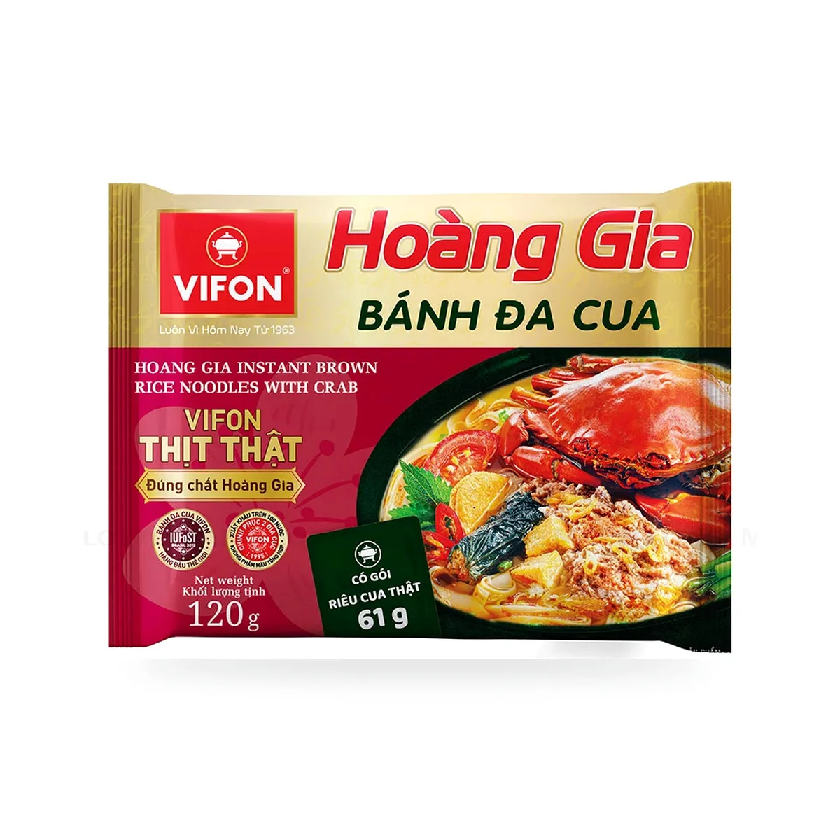 Bánh Đa Cua Vifon Hoàng Gia Có Túi Thịt & Riêu Cua Thật Gói 125g