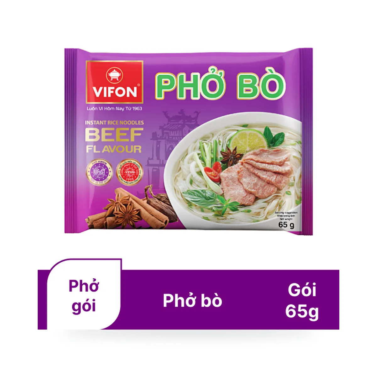 Phở Thịt Bò Ăn Liền Vifon Truyền Thống Gói 65g